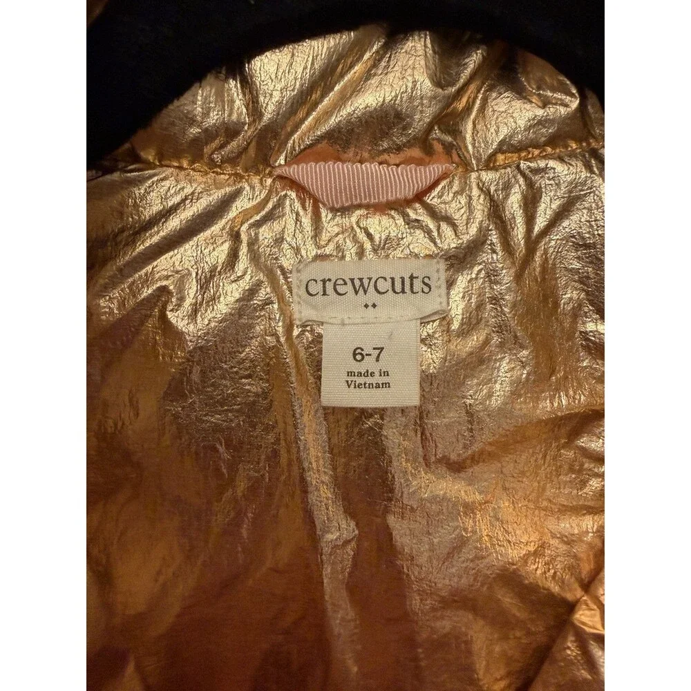 Crewcuts Girls' Puffer Vest Rose Gold Pink Metallic Size 6/7